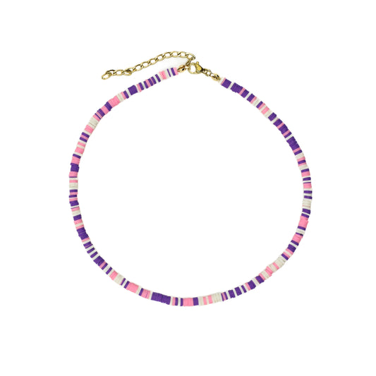 Multicolored Thin Clay Beaded Choker