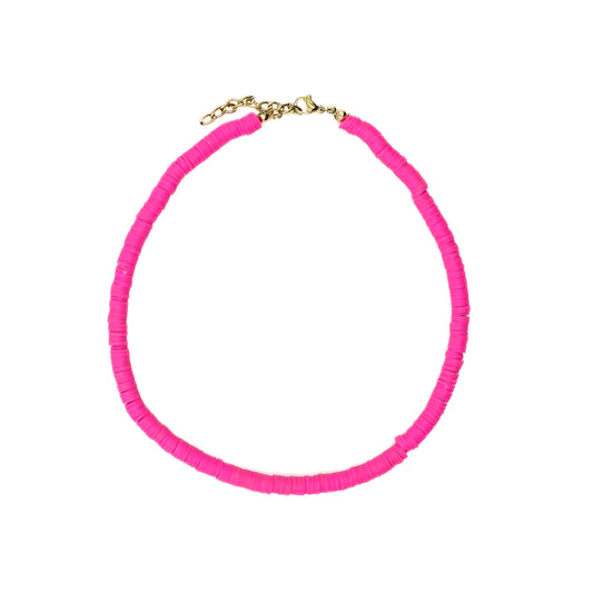 Hot Pink Clay Beaded Choker