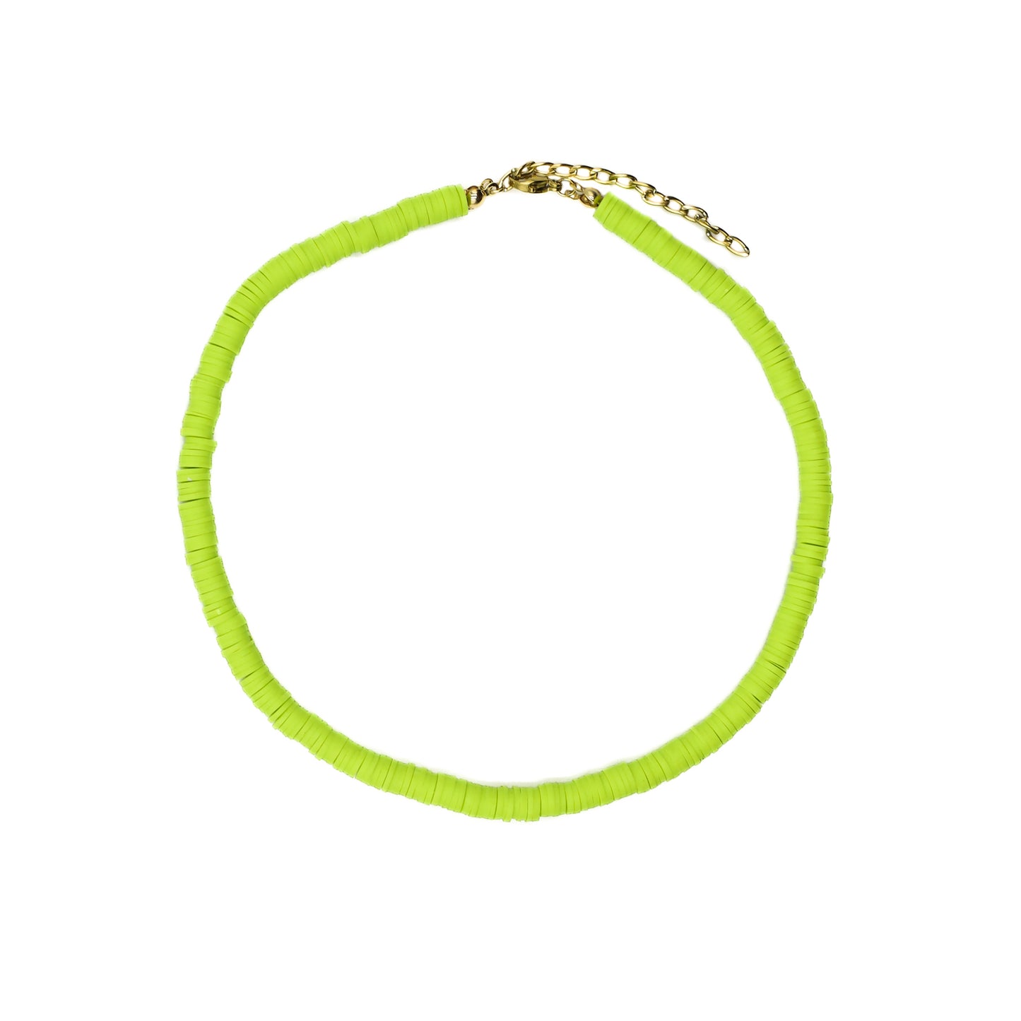 Neon Green Clay Beaded Choker