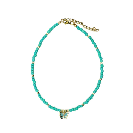 Blue Beaded Butterfly Choker