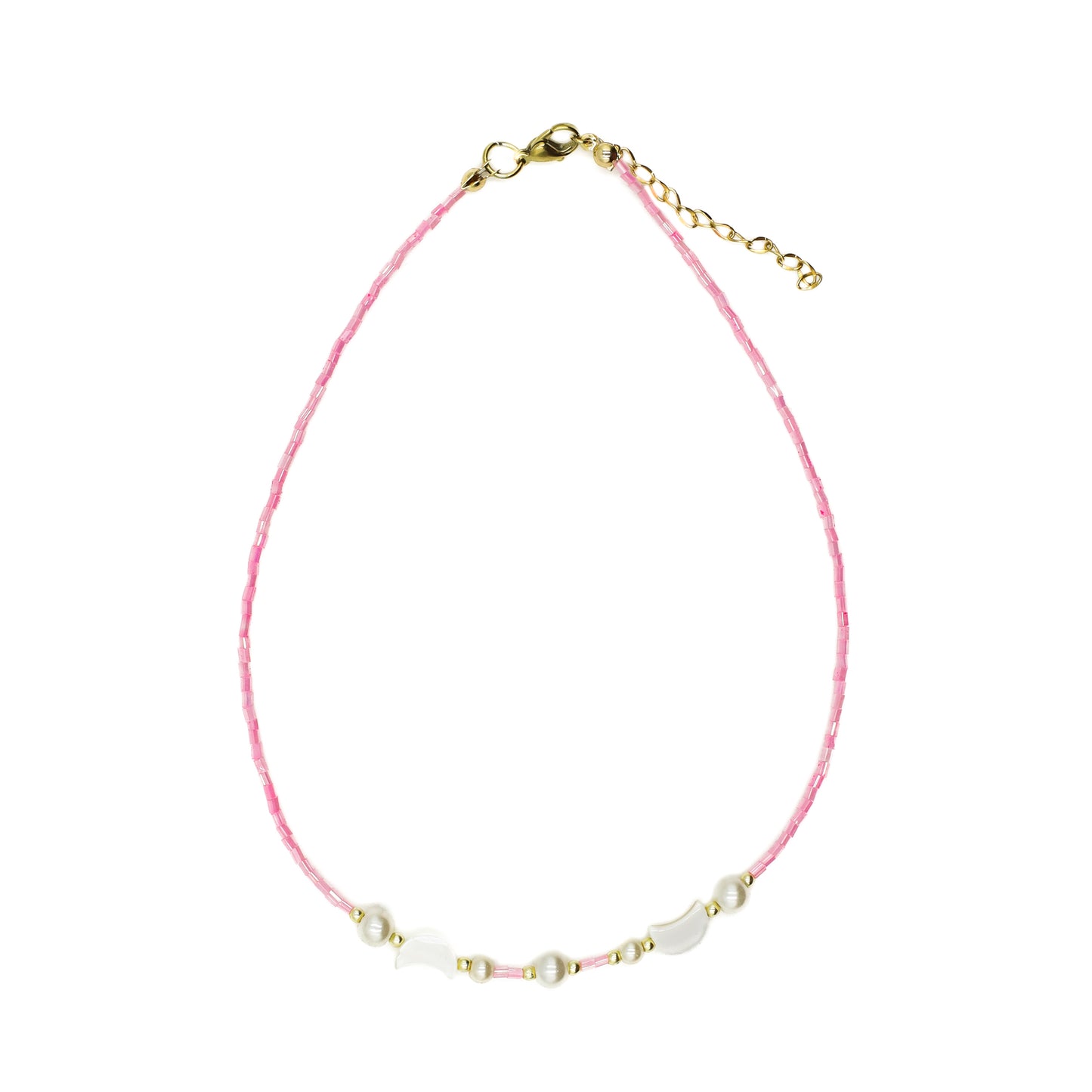 Pink Beaded Moon Choker