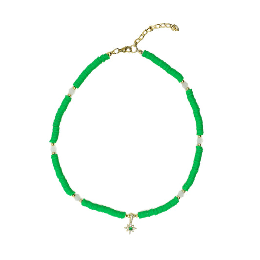 Green Beaded Starburst Choker