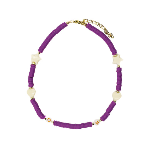 Purple Beaded Choker with Charms