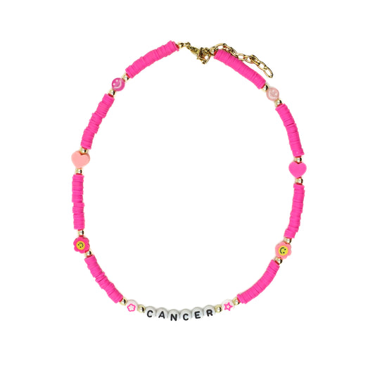 Pink Cancer Beaded Choker