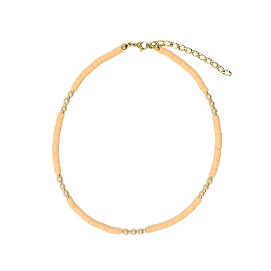 Peachy Pink Beaded Choker