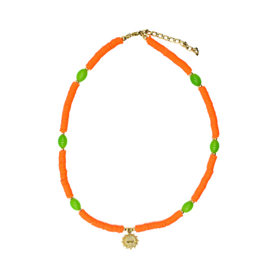 Orange Beaded Evil Eye Choker