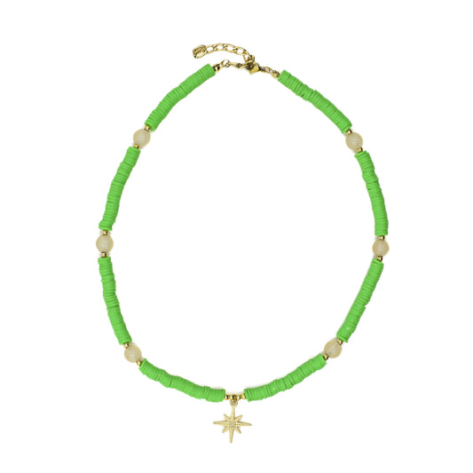 Green Beaded Starburst Choker