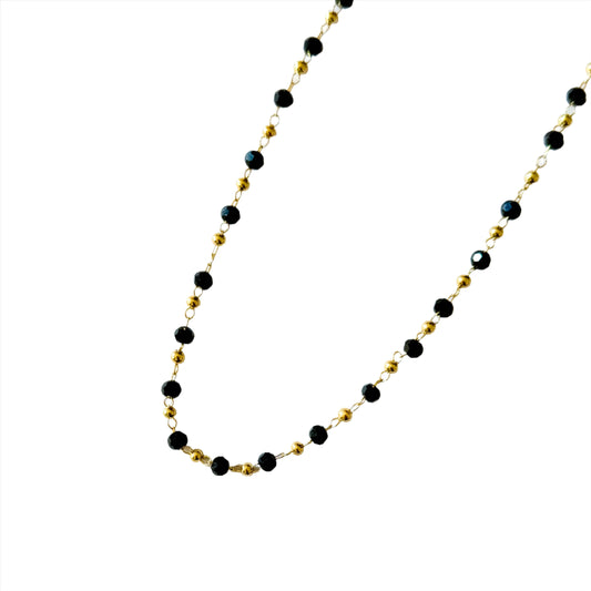 Black Beaded Gold Necklace