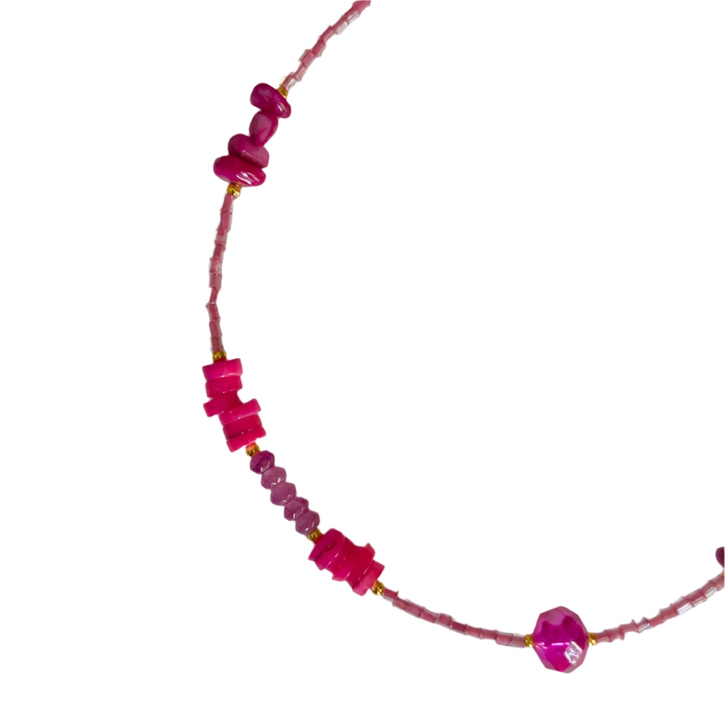 Hot Pink Random Beaded Choker