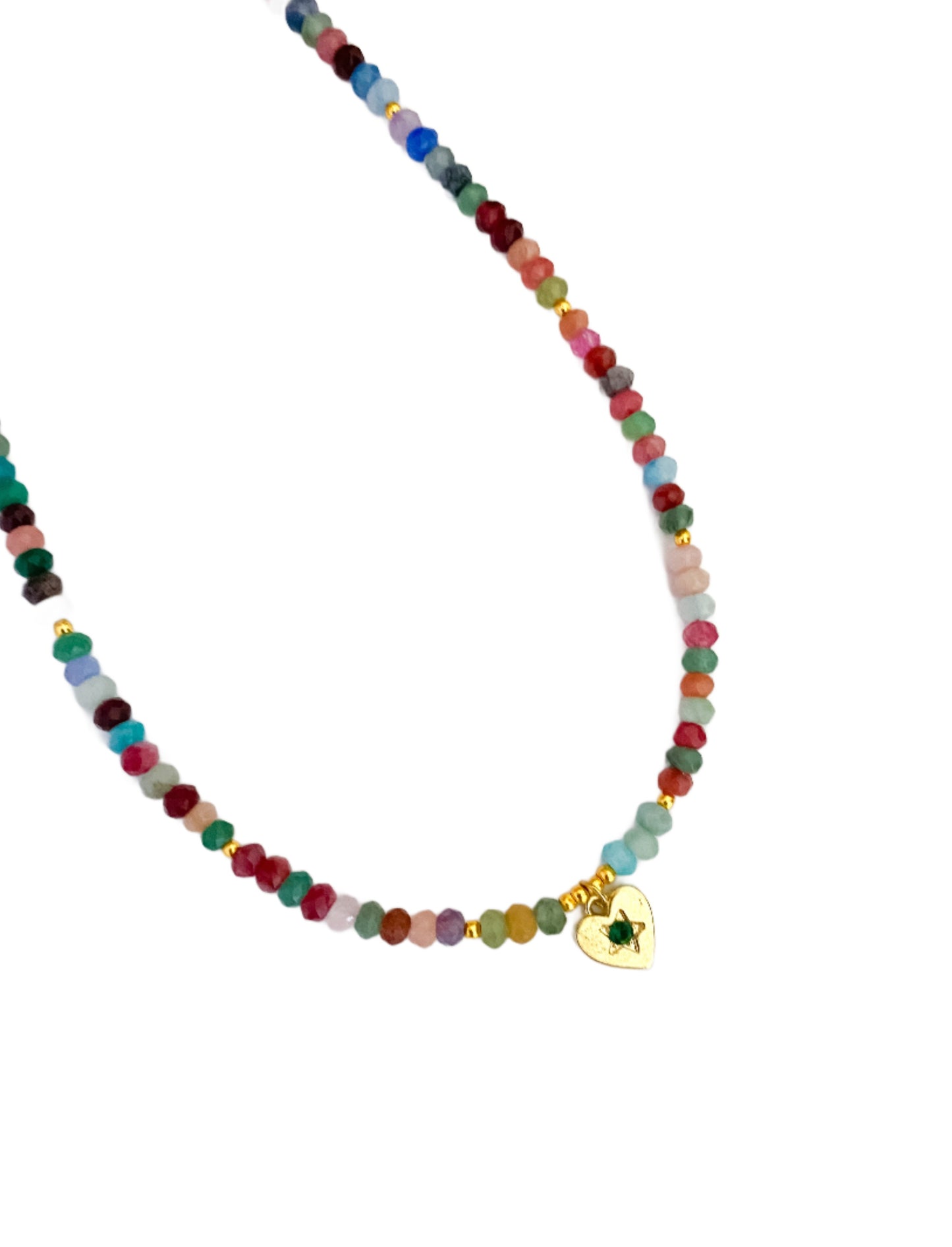 Multicolored Beaded Heart Choker