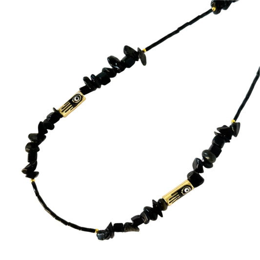 Black Beaded Evil Eyes Choker