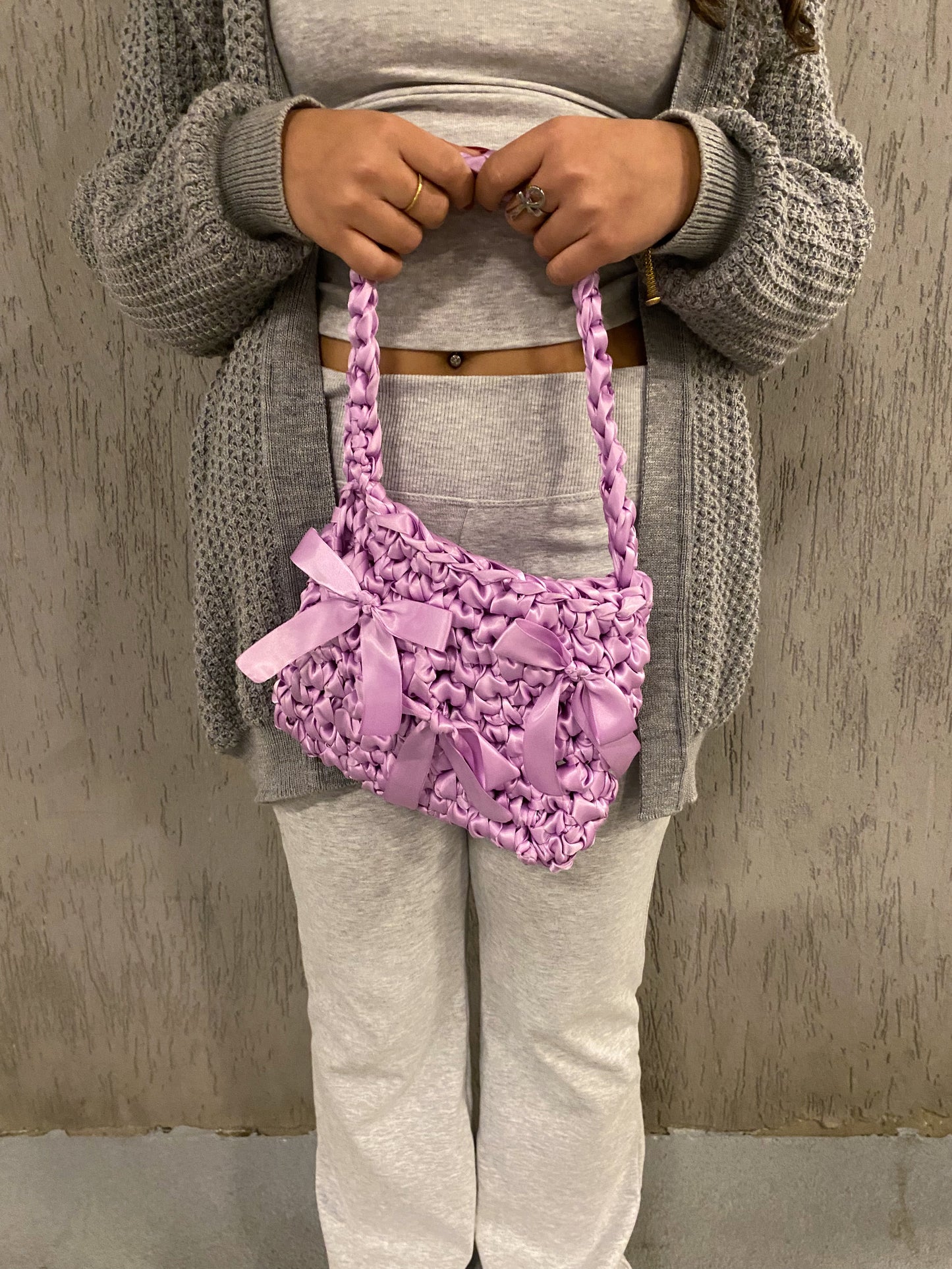 Light Purple Satin Crochet Bag