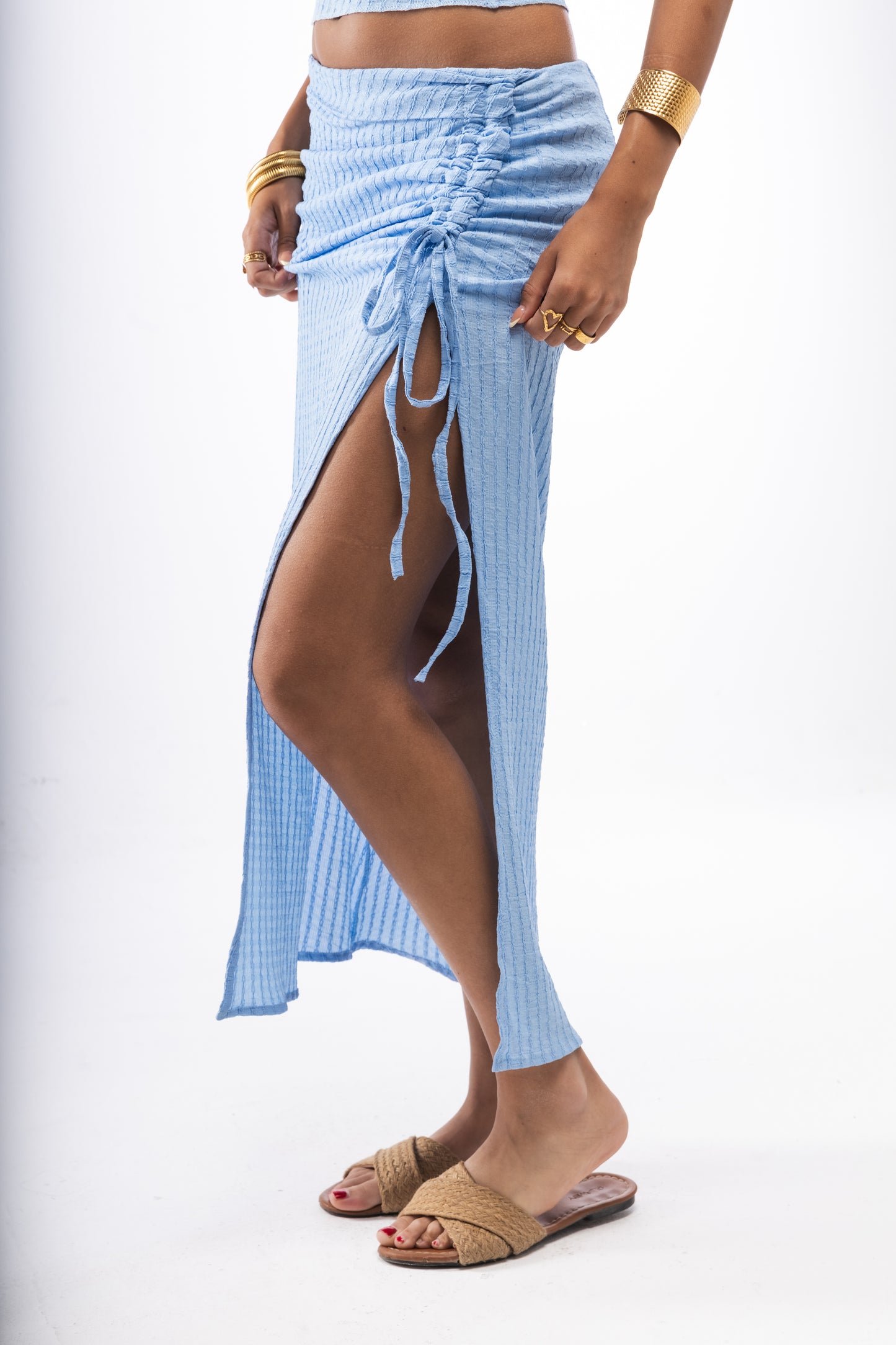 Sky Blue Golden Siren Skirt