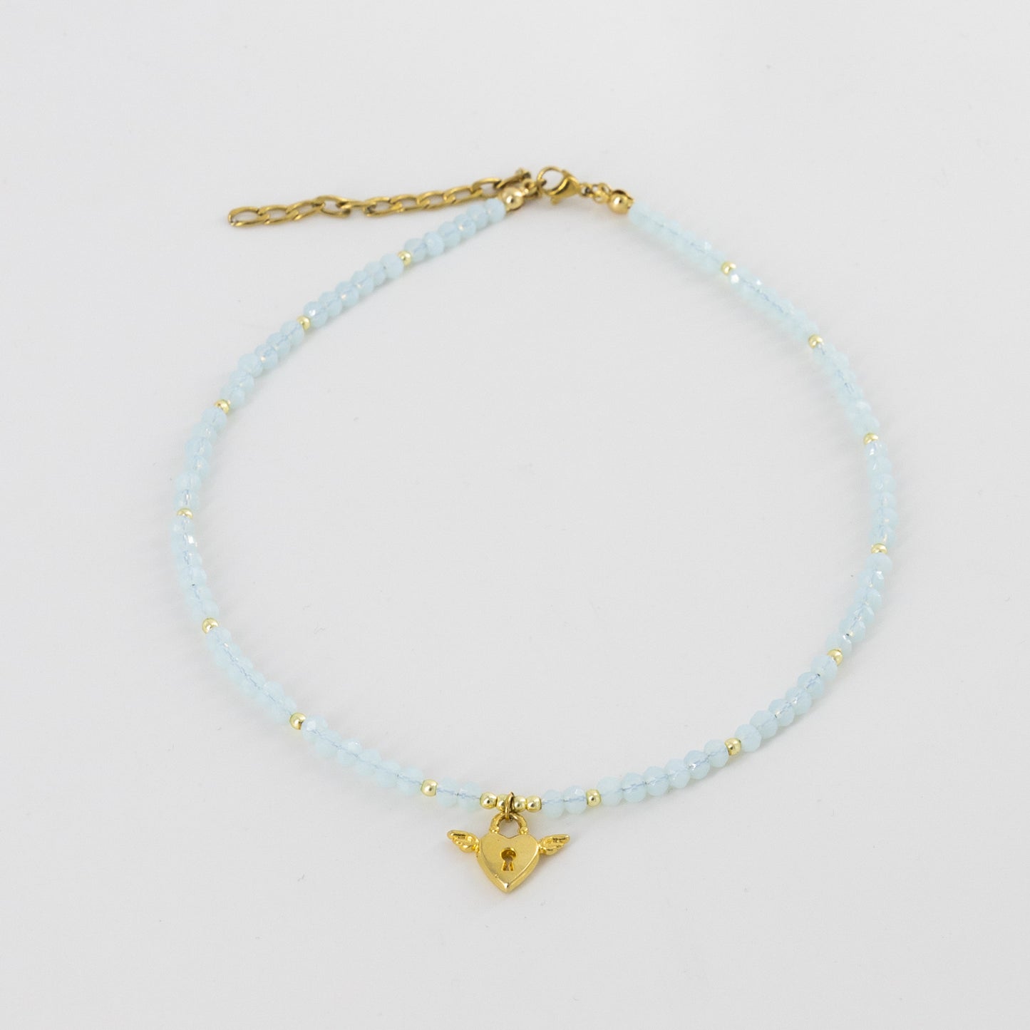 Baby Blue Winged Heart Choker