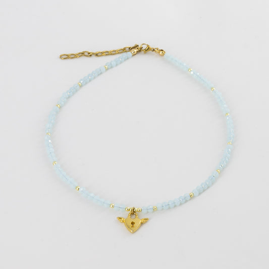 Baby Blue Winged Heart Choker