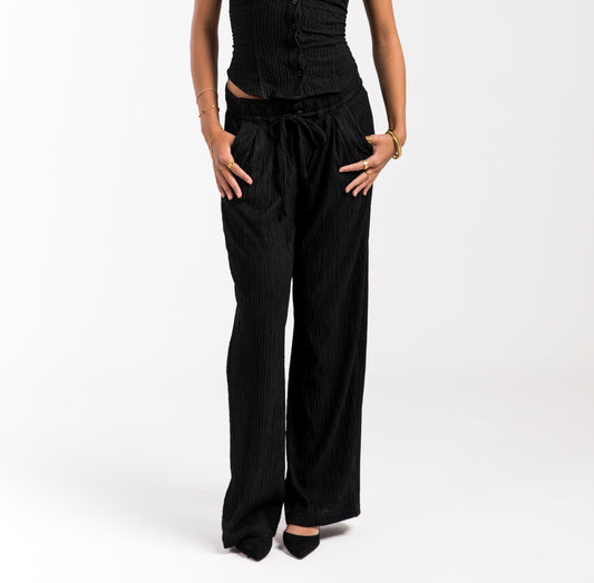 Black Crinkled Breeze Trousers