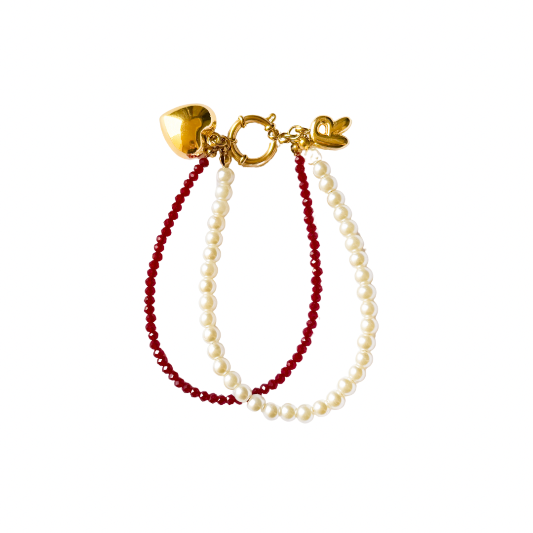 Burgundy Stacked Pearls Bag Charm