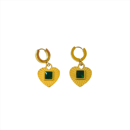 Emerald Heart Earrings