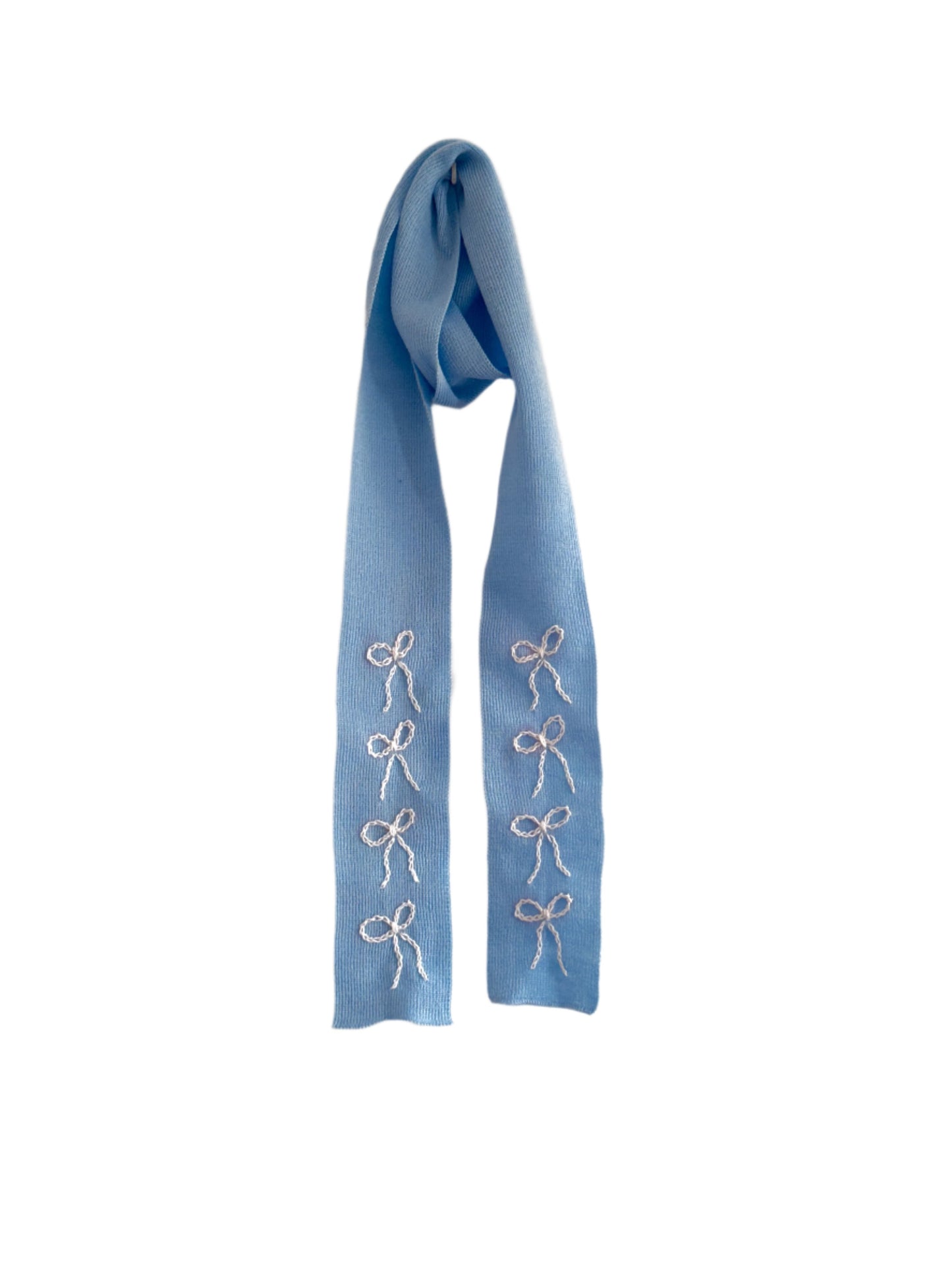 Baby Blue with White Bows Scarf