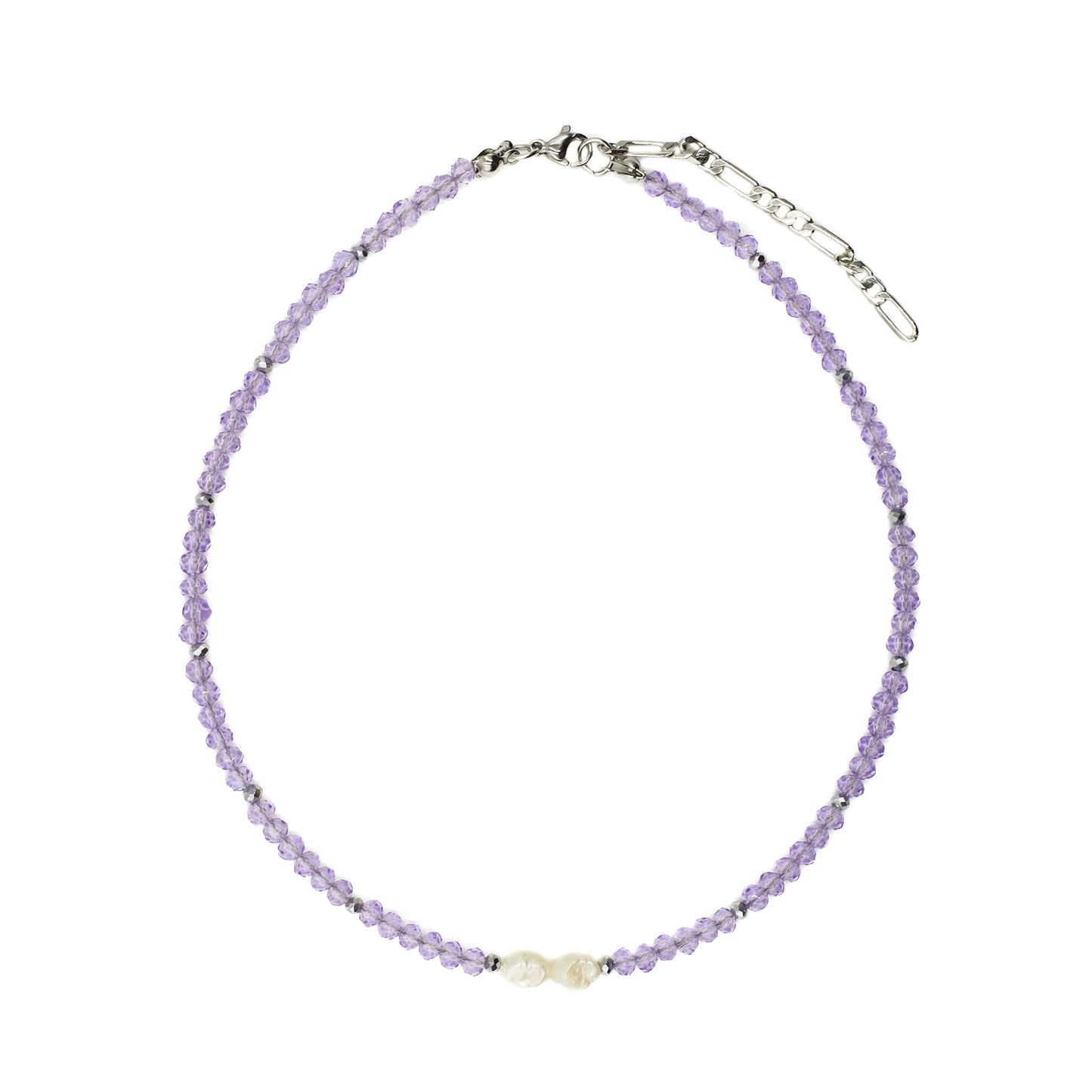 Purple Beaded Choker with Pearls