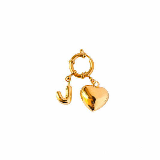 Initial Heart Bag Charm