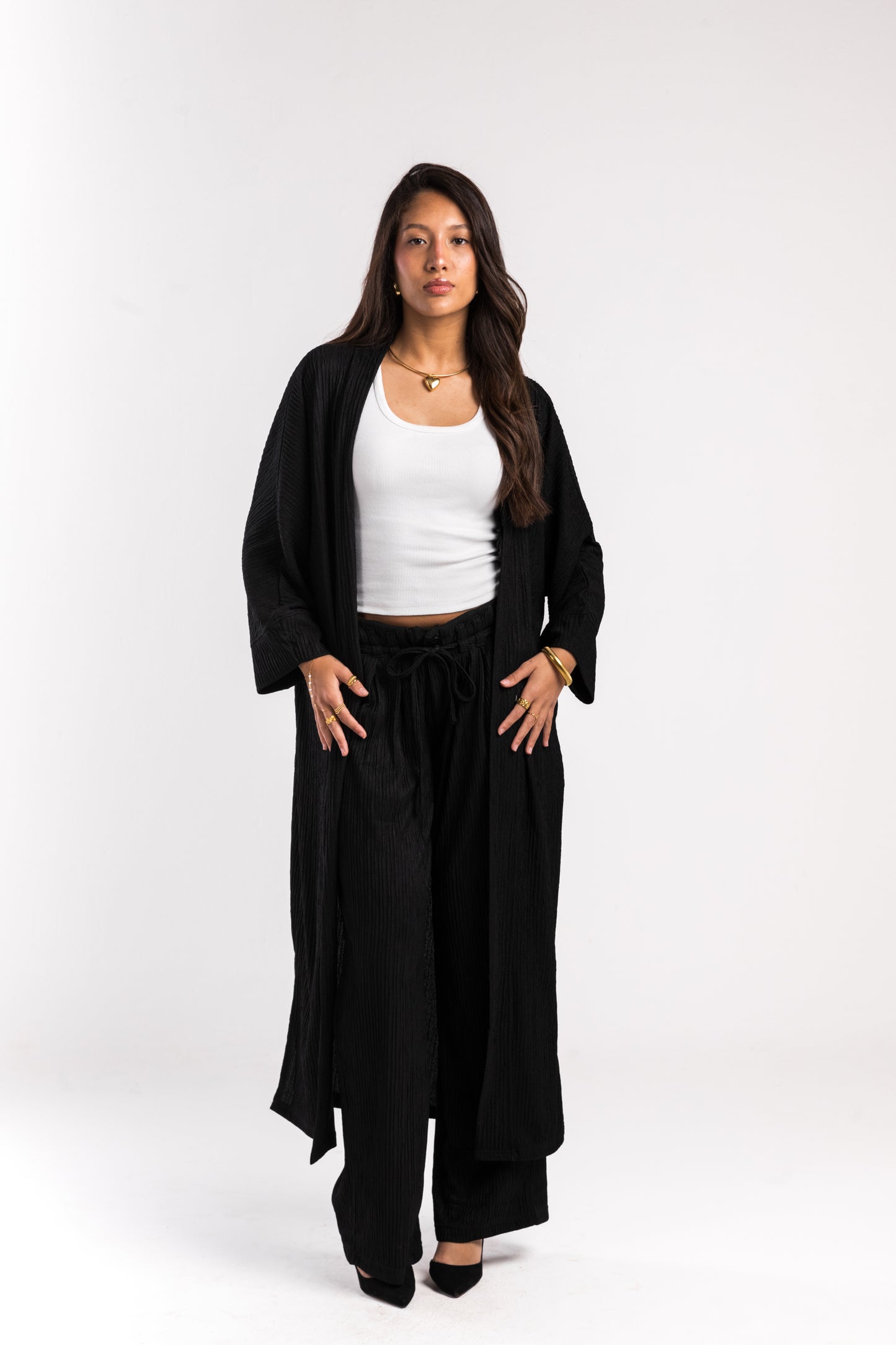 Black Crinkled Flow Set
