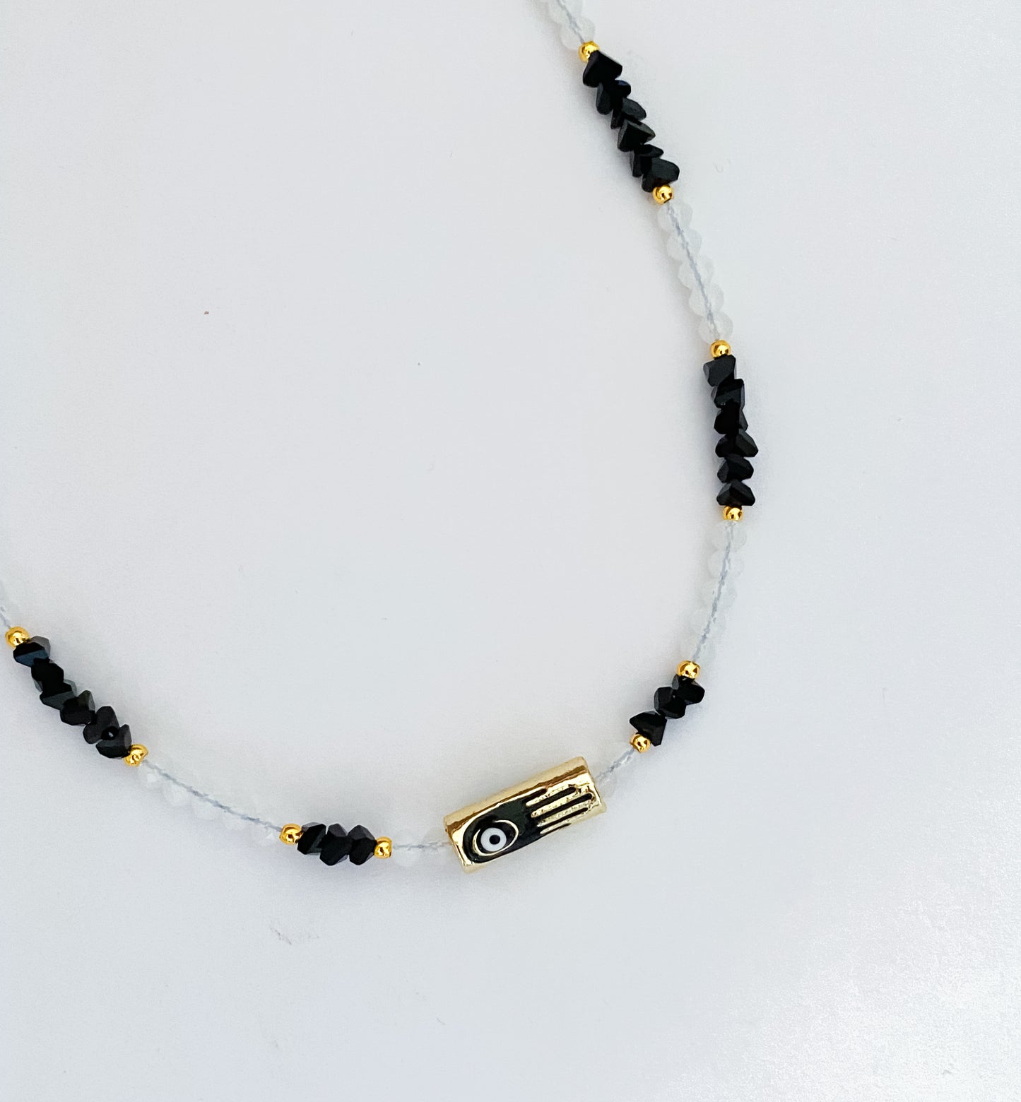 Black and White Hamsa Beaded Choker