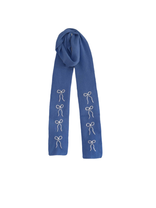 Blue with White Bows Scarf