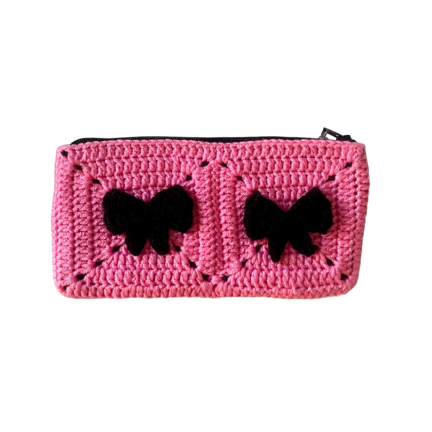 Pink x Black Crochet Pouch