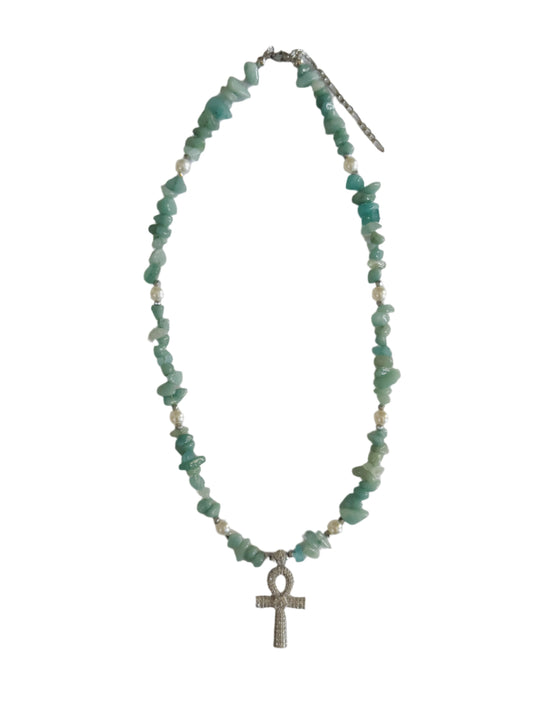 Turquoise Beaded Key of Life Choker