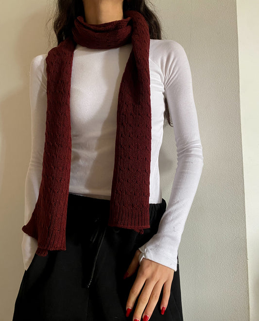 Burgundy Braided Scarf