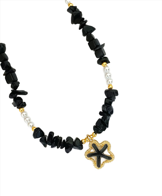 Black Beaded Starfish Choker