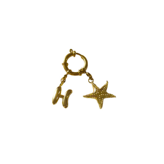 Initial Starfish Bag Charm