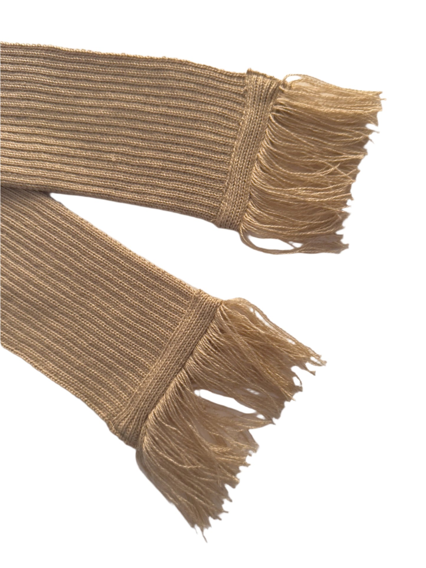 Beige Thin Ribbed Scarf