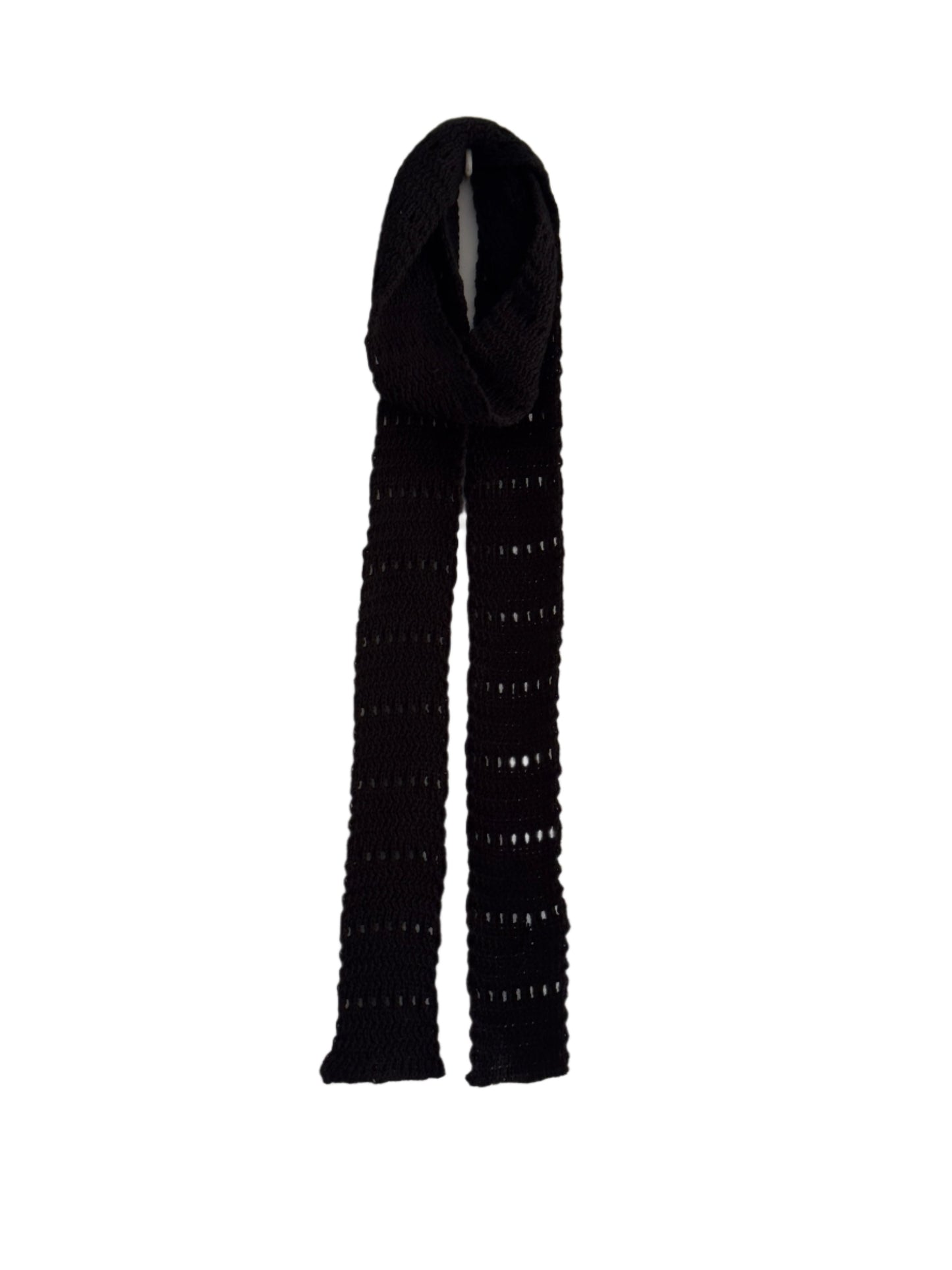 Black Super-Thin Knit Scarf