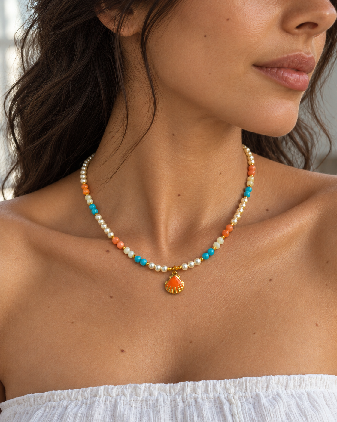 Colorful Pearl & Shell Necklace