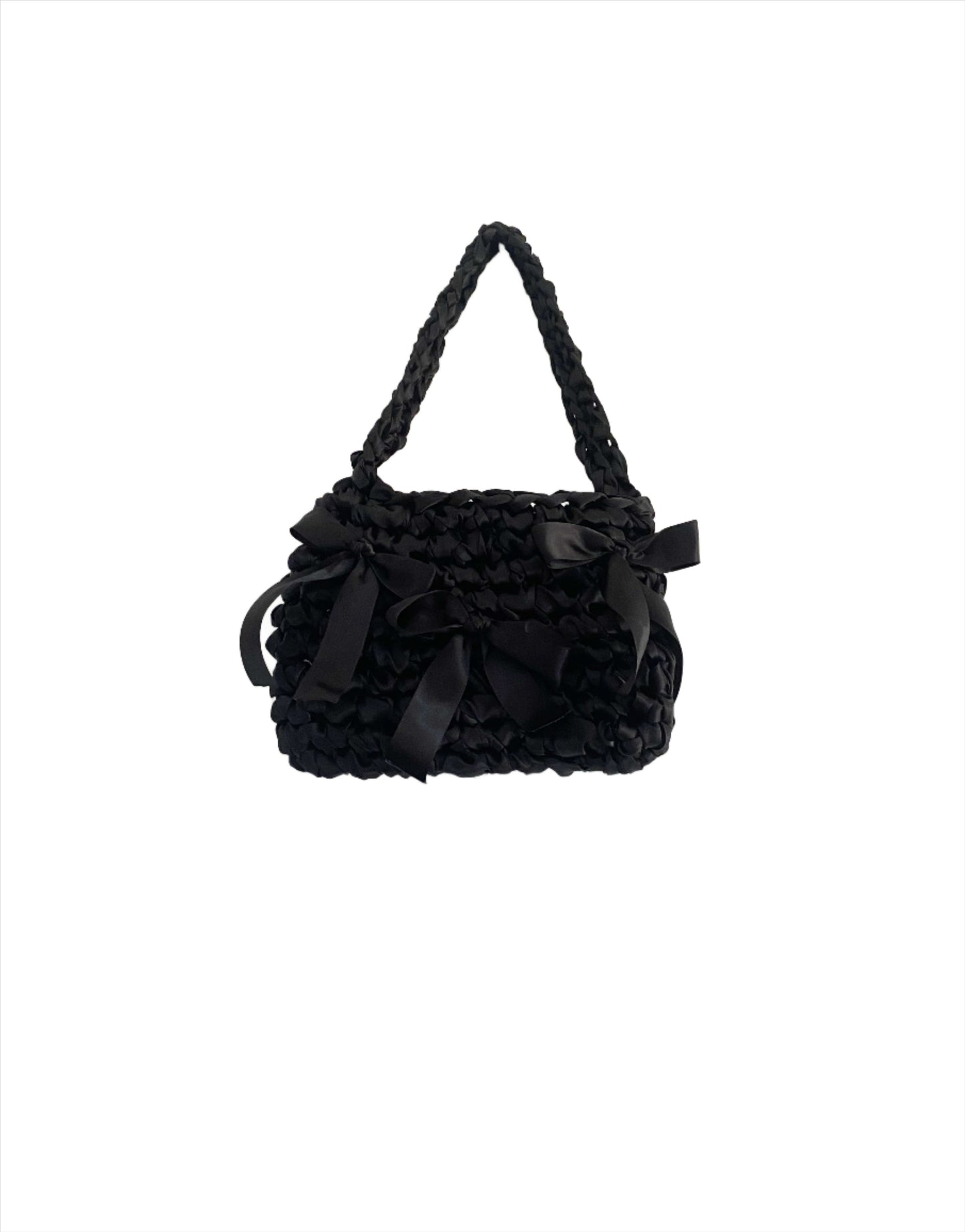 Black Satin Crochet Bag