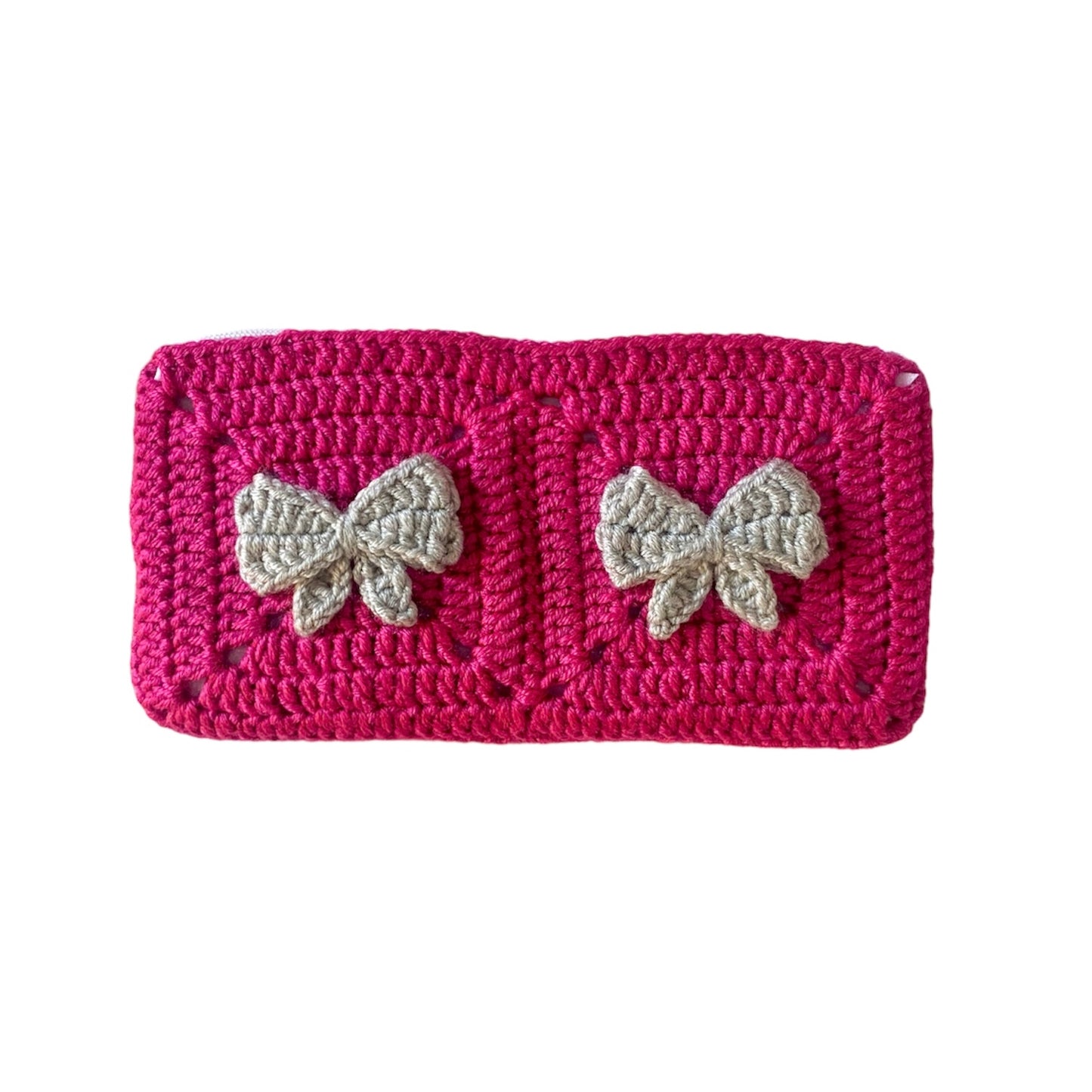 Fuchsia x Grey Crochet Pouch