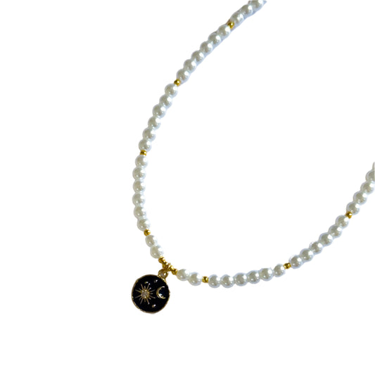 Pearls Beaded Moon Choker