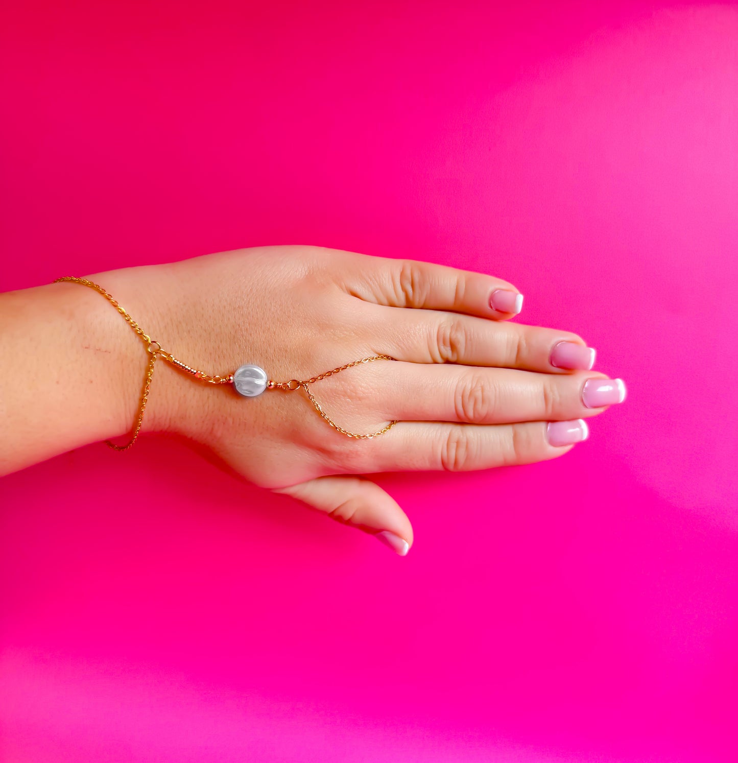 Pearl Bracelet Ring Handchain