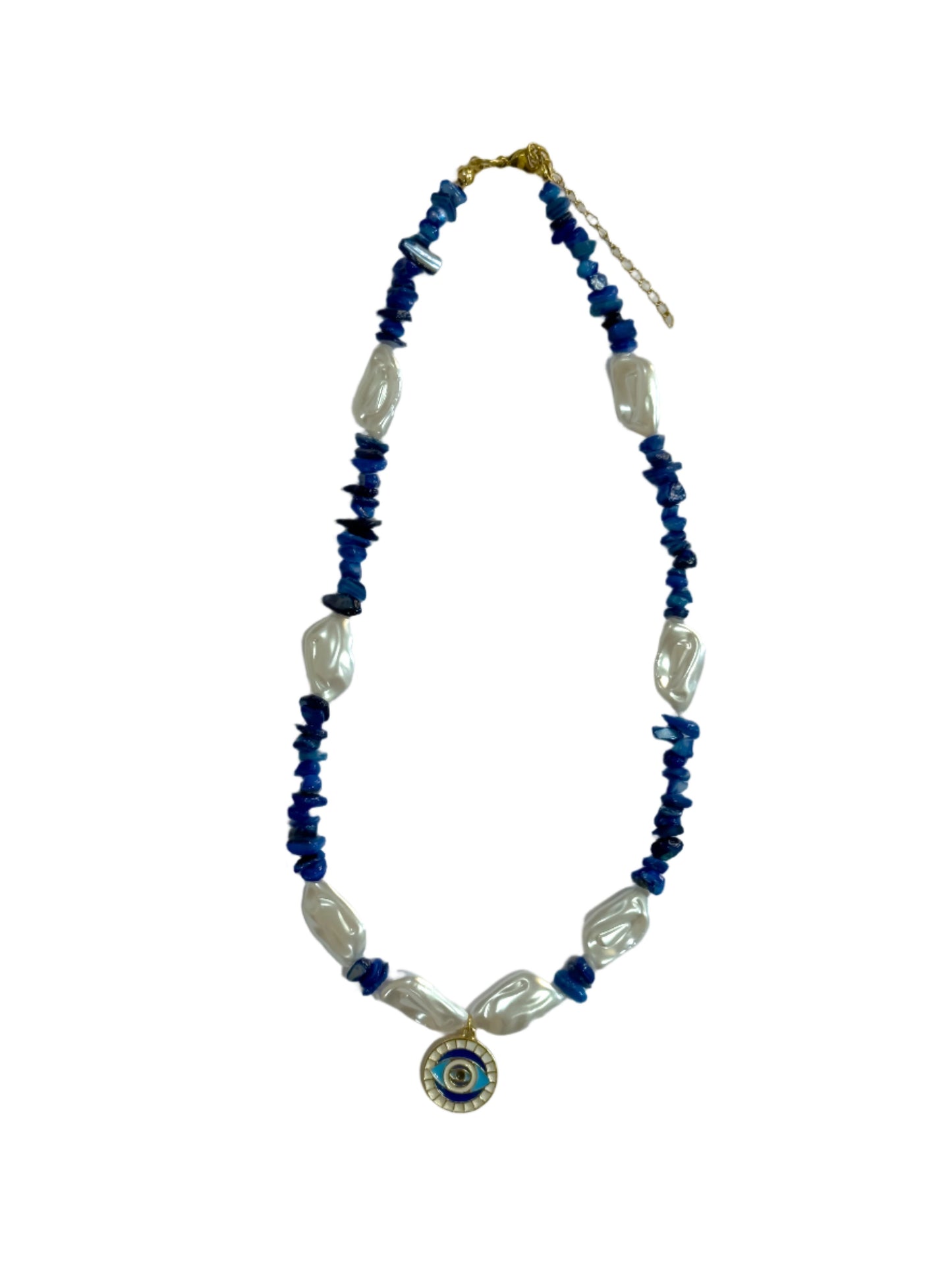 Navy Blue Beaded Evil Eye Choker