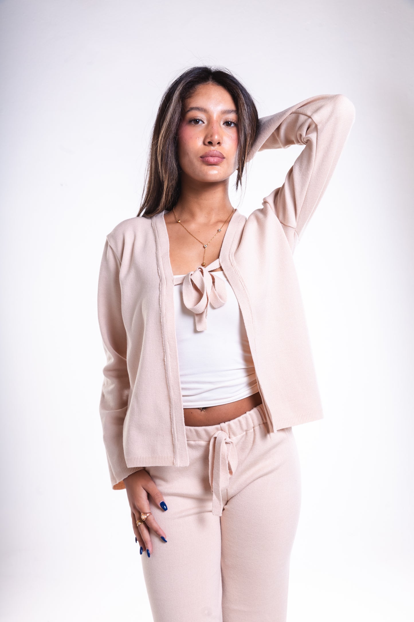 Beige Bow Cardigan