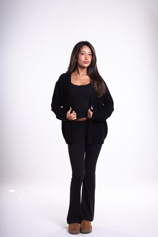 Black Short Puffy Cardigan