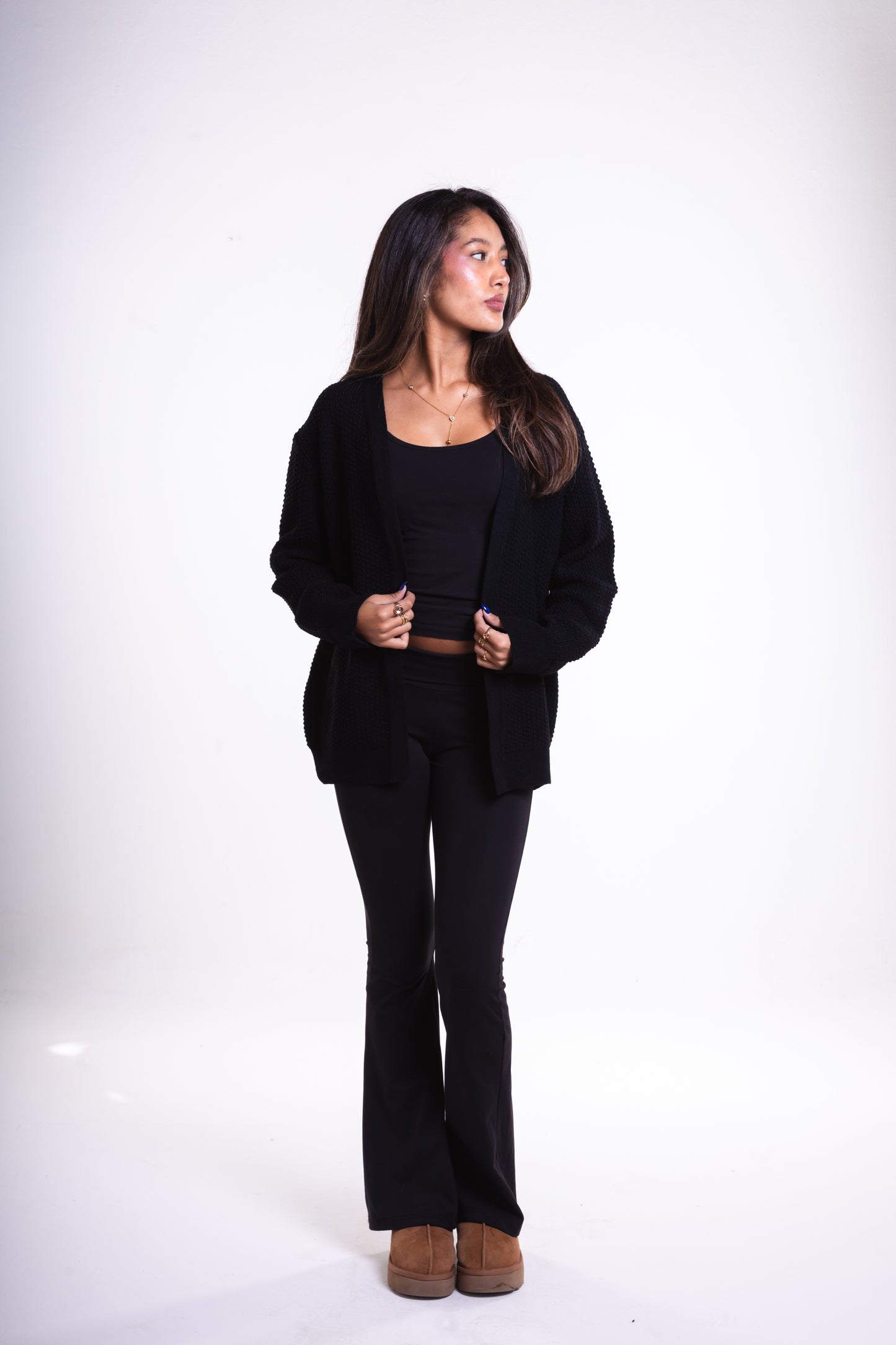 Black Short Puffy Cardigan