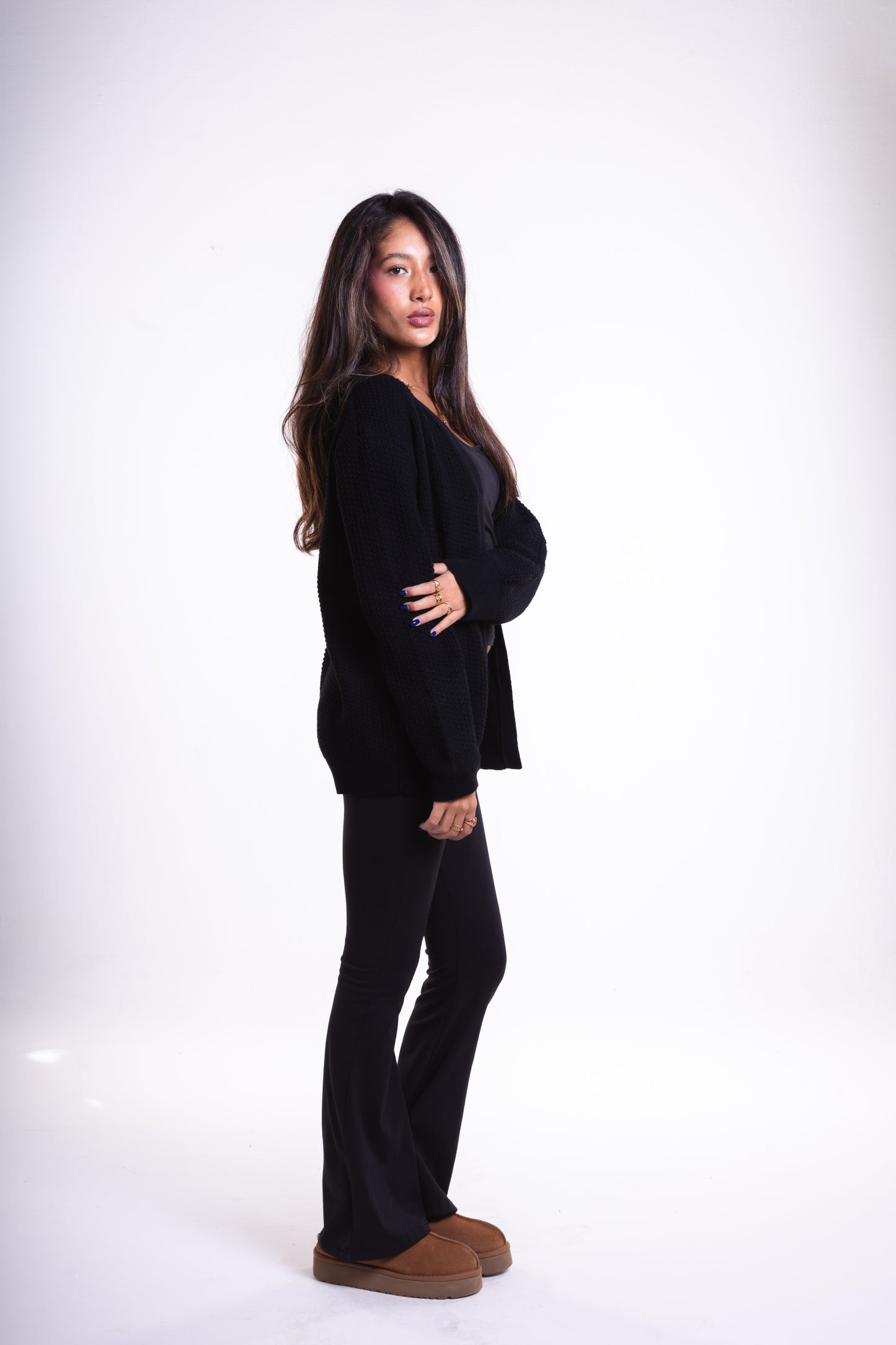 Black Short Puffy Cardigan