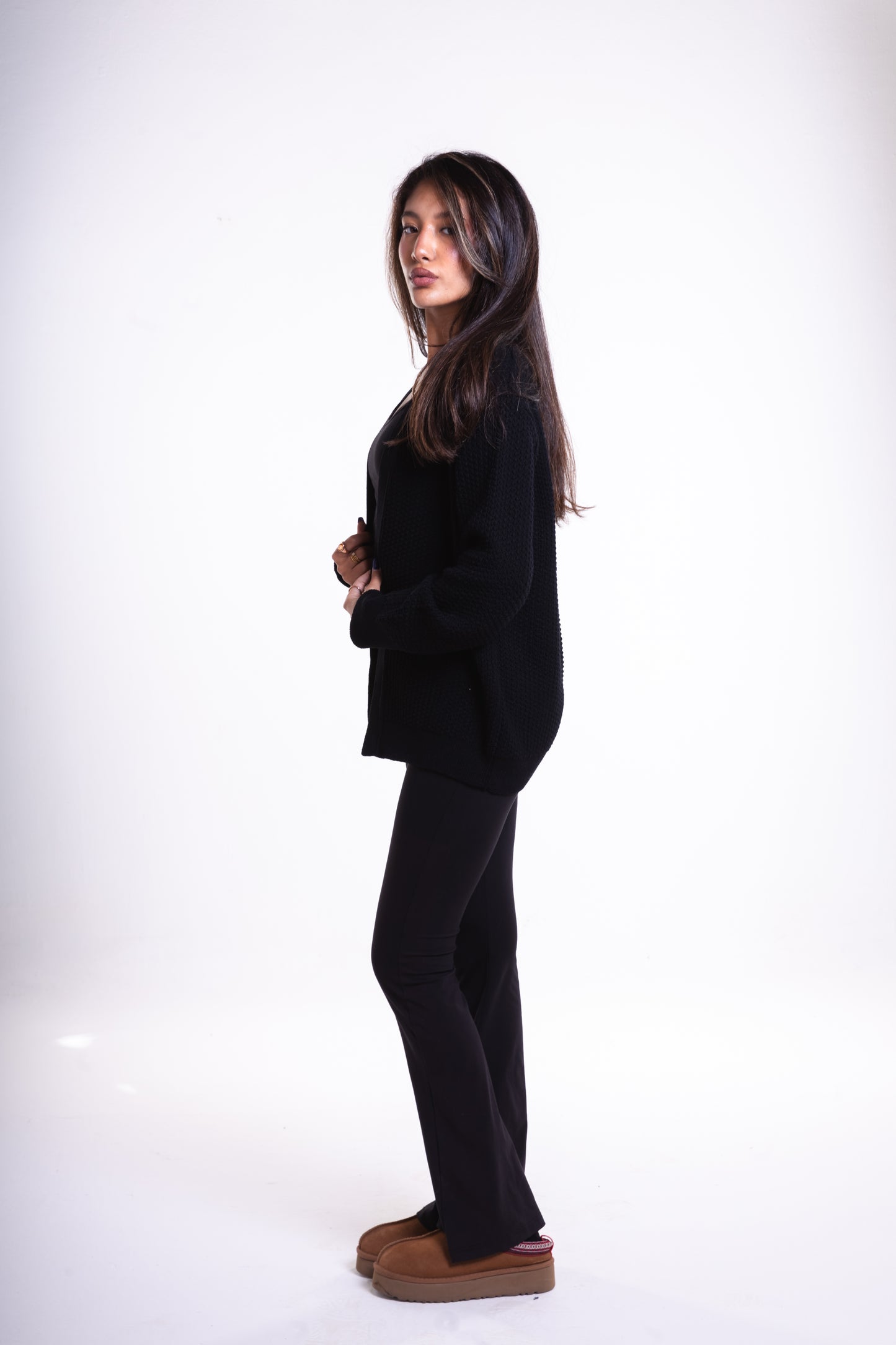 Black Short Puffy Cardigan