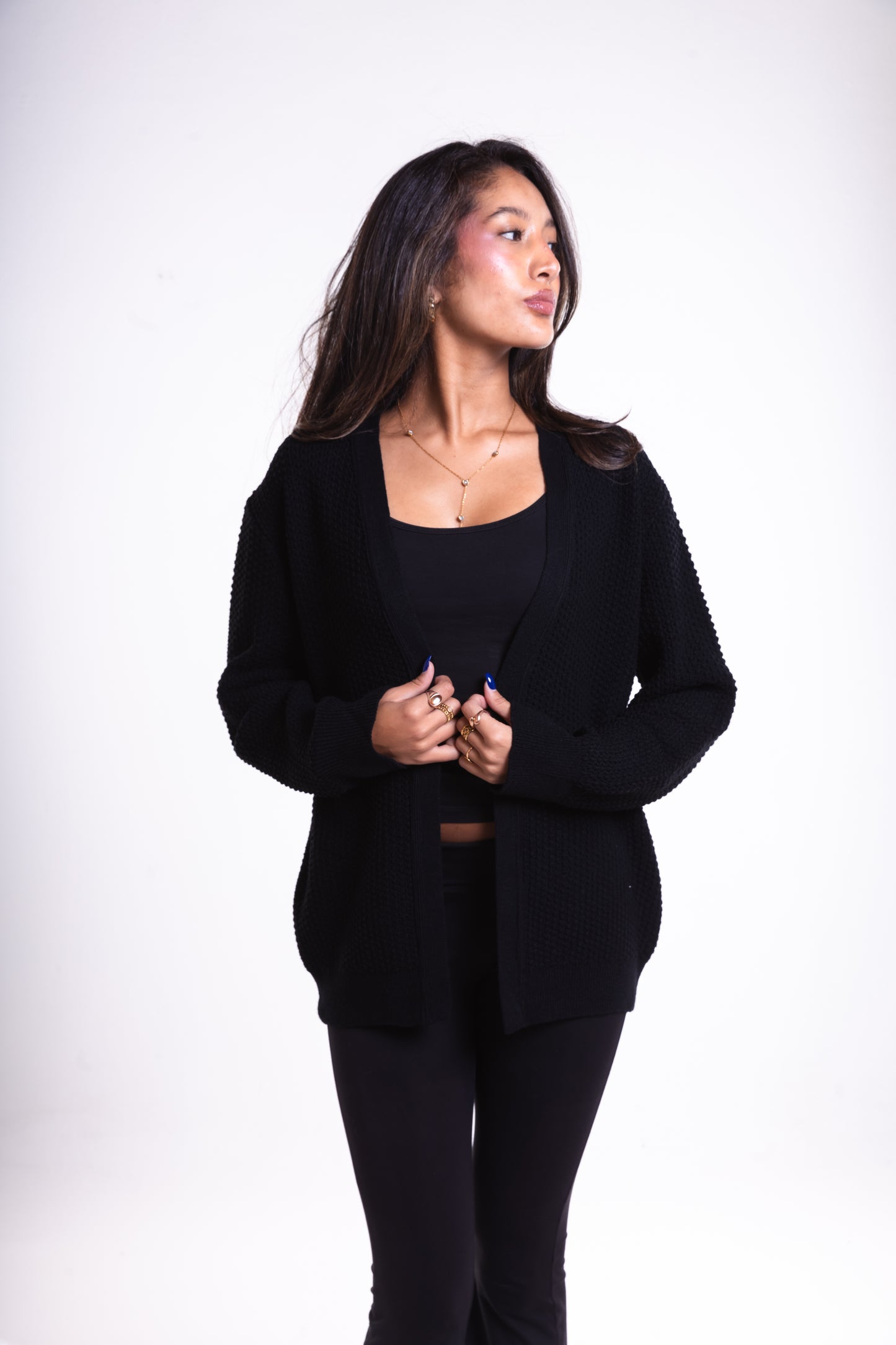 Black Short Puffy Cardigan