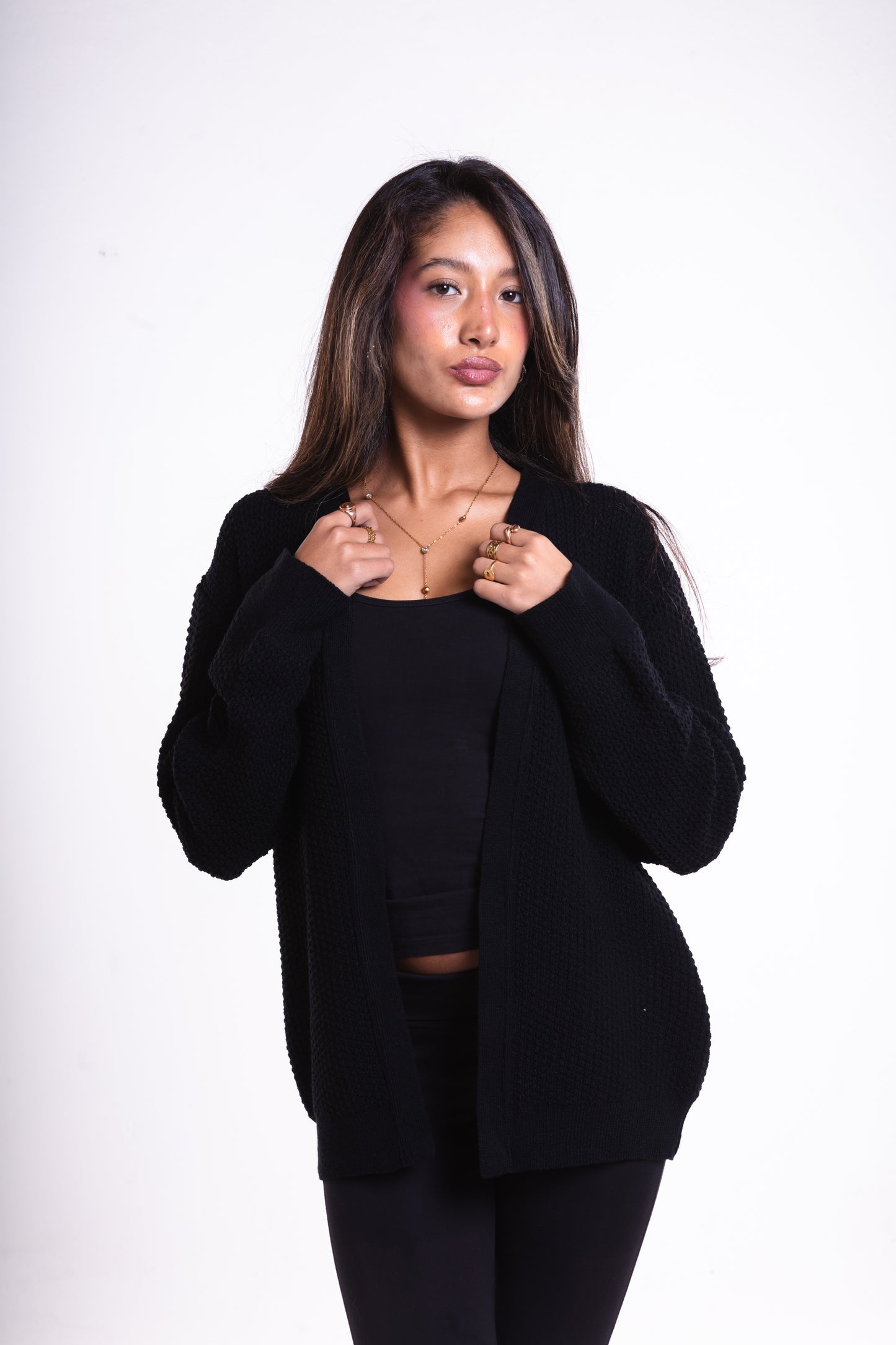 Black Short Puffy Cardigan