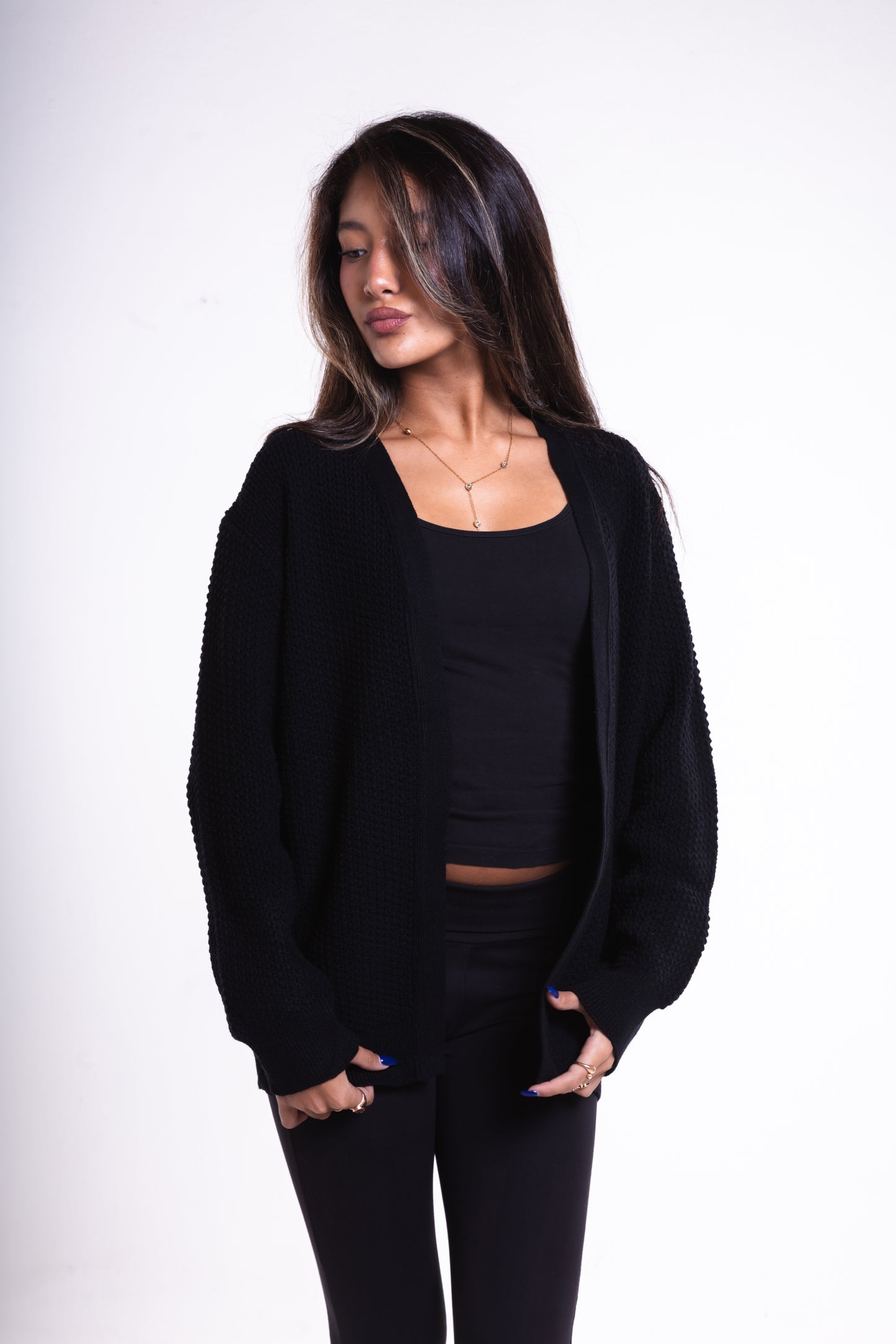Black Short Puffy Cardigan