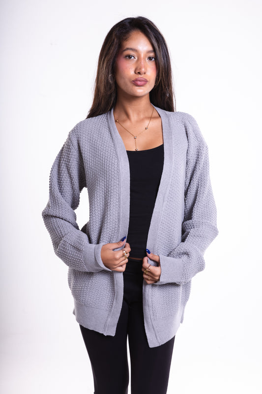 Light Grey Short Puffy Cardigan